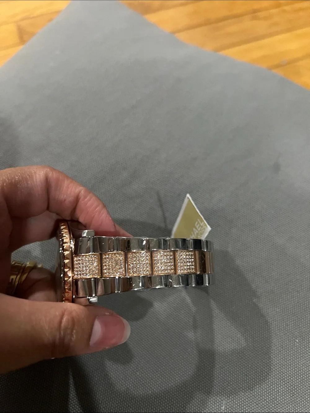 Michael Kors Rose Gold and Silver Crystal-Accented Chronograph Watch